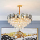 GobekUsa Modern Crystal Cone Chandelier for Clear Living Room Suspension Lighting