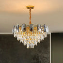 GobekUsa Modern Crystal Cone Chandelier for Clear Living Room Suspension Lighting