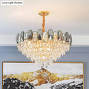 GobekUsa Modern Crystal Cone Chandelier for Clear Living Room Suspension Lighting