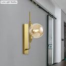GobekUsa Gold Wall Sconce with White/Amber/Smoke Gray Glass Orb - Modern Bedroom Light Fixture