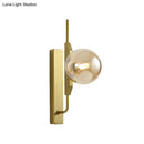 GobekUsa Gold Wall Sconce with White/Amber/Smoke Gray Glass Orb - Modern Bedroom Light Fixture