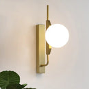 GobekUsa Gold Wall Sconce with White/Amber/Smoke Gray Glass Orb - Modern Bedroom Light Fixture
