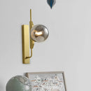 GobekUsa Gold Wall Sconce with White/Amber/Smoke Gray Glass Orb - Modern Bedroom Light Fixture