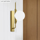 GobekUsa Gold Wall Sconce with White/Amber/Smoke Gray Glass Orb - Modern Bedroom Light Fixture