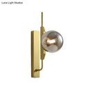 GobekUsa Gold Wall Sconce with White/Amber/Smoke Gray Glass Orb - Modern Bedroom Light Fixture