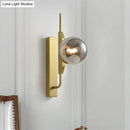 GobekUsa Gold Wall Sconce with White/Amber/Smoke Gray Glass Orb - Modern Bedroom Light Fixture