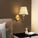 Modern gold and beige cloth led wall lamp bedroom sconce by Decorbites