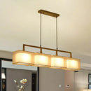 GobekUsa Minimalist Dual-Rectangle Island Light - Fabric Suspension Lighting for Restaurants