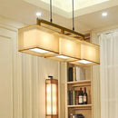 GobekUsa Minimalist Dual-Rectangle Island Light - Fabric Suspension Lighting for Restaurants