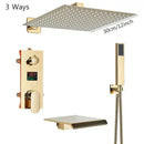GobekUsa Black Digital Shower Faucet Set with Rainfall Head and All-Metal Mixer Display