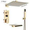 GobekUsa Black Digital Shower Faucet Set with Rainfall Head and All-Metal Mixer Display