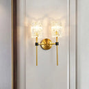 GobekUsa Modern Glass Wall Sconce with Clear Carvings, Gold Finish – Perfect for Living Room