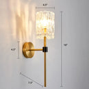 GobekUsa Modern Glass Wall Sconce with Clear Carvings, Gold Finish – Perfect for Living Room