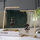 GobekUsa Golden Swing Metal Sculpture Desk Ornament - Modern Home Decor