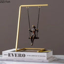 GobekUsa Golden Swing Metal Sculpture Desk Ornament - Modern Home Decor