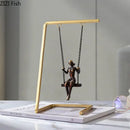 GobekUsa Golden Swing Metal Sculpture Desk Ornament - Modern Home Decor