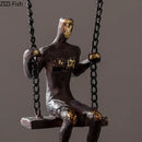 GobekUsa Golden Swing Metal Sculpture Desk Ornament - Modern Home Decor