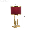 GobekUsa Red Fabric Drum Nightstand Lamp: Simplicity 1 Bulb Bedside Table Lighting for Living Room