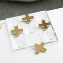 GobekUsa Acrylic Tic-Tac-Toe Chessboard Set: Geometric Artwork Ornaments & Chess Pieces
