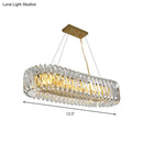 GobekUsa Minimalist 12-Light Clear Crystal Oval Island Lamp Pendant for Dining Room