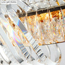 GobekUsa Minimalist 12-Light Clear Crystal Oval Island Lamp Pendant for Dining Room