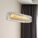 GobekUsa Minimalist 12-Light Clear Crystal Oval Island Lamp Pendant for Dining Room