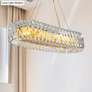 GobekUsa Minimalist 12-Light Clear Crystal Oval Island Lamp Pendant for Dining Room