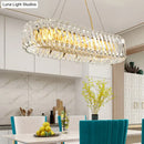 GobekUsa Minimalist 12-Light Clear Crystal Oval Island Lamp Pendant for Dining Room