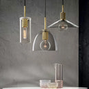 GobekUsa Clear Glass LED Pendant Light Gold Metal ChandelierMarshalAsLED Hanging Lamp