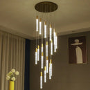 GobekUsa Cylindrical Stair Chandelier: Modern Attic Living Room Lighting