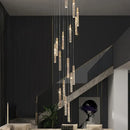 GobekUsa Cylindrical Stair Chandelier: Modern Attic Living Room Lighting