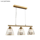 GobekUsa Linear Crystal Island Pendant Light with Conic Gold Shade - 3/4 Heads Modern Hanging Fixture