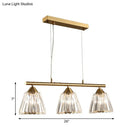 GobekUsa Linear Crystal Island Pendant Light with Conic Gold Shade - 3/4 Heads Modern Hanging Fixture
