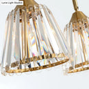 GobekUsa Linear Crystal Island Pendant Light with Conic Gold Shade - 3/4 Heads Modern Hanging Fixture