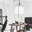 GobekUsa Bamboo Linen Pendant Light Fixture for Restaurant and Clothing Store