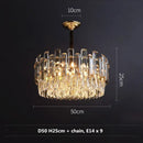 GobekUsa Gray/Clear Crystal K9 LED Pendant Lamp for Modern Luxury Living Room