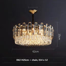 GobekUsa Gray/Clear Crystal K9 LED Pendant Lamp for Modern Luxury Living Room
