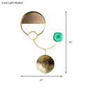 GobekUsa Minimalist Brass Orbit Wall Sconce - 10"/12.5"/17" Wide Light Fixture with White Light