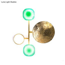 GobekUsa Minimalist Brass Orbit Wall Sconce - 10"/12.5"/17" Wide Light Fixture with White Light
