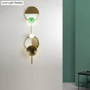 GobekUsa Minimalist Brass Orbit Wall Sconce - 10"/12.5"/17" Wide Light Fixture with White Light