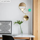 GobekUsa Minimalist Brass Orbit Wall Sconce - 10"/12.5"/17" Wide Light Fixture with White Light
