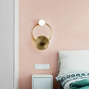 GobekUsa Minimalist Brass Orbit Wall Sconce - 10"/12.5"/17" Wide Light Fixture with White Light
