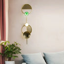 GobekUsa Minimalist Brass Orbit Wall Sconce - 10"/12.5"/17" Wide Light Fixture with White Light