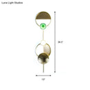 GobekUsa Minimalist Brass Orbit Wall Sconce - 10"/12.5"/17" Wide Light Fixture with White Light