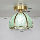 GobekUsa Copper Canopy LED Ceiling Light Glass Crystal Nordic Modern Decor for Home