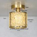GobekUsa Copper Canopy LED Ceiling Light Glass Crystal Nordic Modern Decor for Home