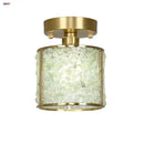 GobekUsa Copper Canopy LED Ceiling Light Glass Crystal Nordic Modern Decor for Home