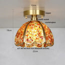 GobekUsa Copper Canopy LED Ceiling Light Glass Crystal Nordic Modern Decor for Home