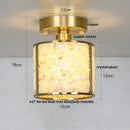 GobekUsa Copper Canopy LED Ceiling Light Glass Crystal Nordic Modern Decor for Home