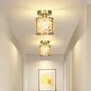 GobekUsa Copper Canopy LED Ceiling Light Glass Crystal Nordic Modern Decor for Home